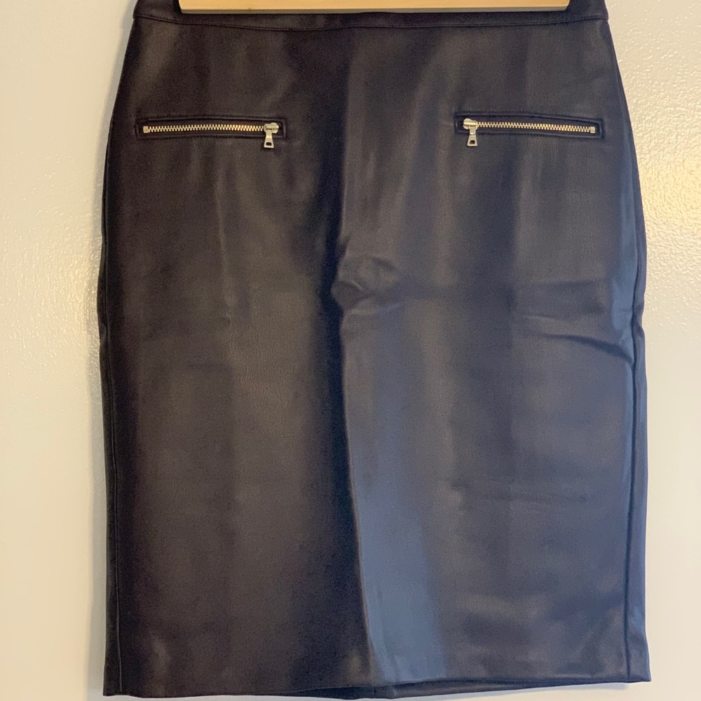 LOFT Brown Leather Pencil Skirt
